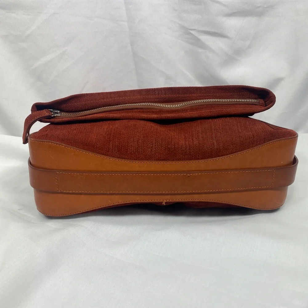 Maison Martin Margiela Burgundy Cognac Leather Messenger Bag Adjustable Shoulder